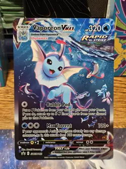 Pokemon TCG Vaporeon VMAX Holo Jumbo Card Promo SWSH182 NM - Image 1