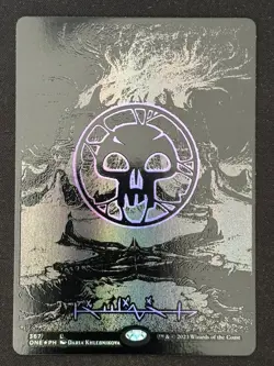 1x MTG Swamp (Phyrexian) - Full Art (Oil Slick Raised Foil) - (ONE) #367 - Magic - Image 1