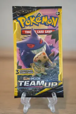 7.72g Pokemon TCG Team Up Mini Booster Pack 3 Card Gengar Mimikyu Art Sealed - Image 2