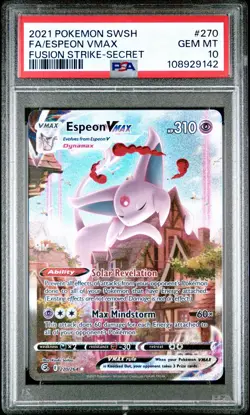 2021 Pokemon Sword & Shield Fusion Strike Espeon VMAX 270/264 PSA 10 Gem - Image 1