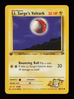 Lt. Surge's Voltorb 86/132 1st Edition Common Gym Challenge Pokemon Cards - Image 1