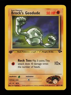 Brock's Geodude 68/132 1st Edition Common Gym Challenge Pokemon Cards - Image 1