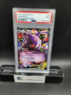 2014 Pokemon XY Phantom Forces Gengar EX #34 PSA 9 MINT - Image 1