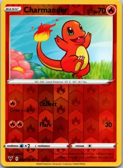 Charmander 023/185 Common Vivid Voltage Pokemon Reverse Holo Near Mint - Image 1