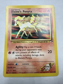 1st Edition Blaine’s Ponyta 63/132 - Gym Heroes - Near Mint - Image 1
