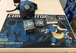 Pokemon Mega Blastoise NAIC 2026 Competitor Kit Playmat Deck Box Sleeves Hat Pin - Image 1