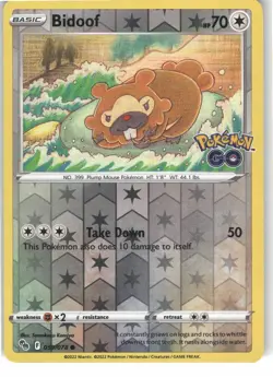 Bidoof 059/078 Common Pokemon GO Pokemon Reverse Holo Near Mint - Image 1