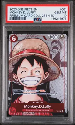 2023 ONE PIECE PREMIUM CARD COLLECTION 25TH EDITION #001 MONKEY D. LUFFY PSA 10 - Image 1