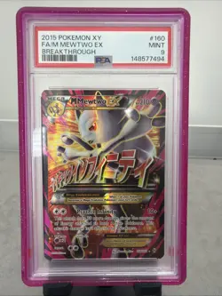 Pokemon M Mewtwo EX (160 Full Art) 160/162 Breakthrough Holo PSA 9 Mint - Image 1