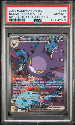 2025 Pokemon Destined Rivals Team Rocket's Crobat ex #234/182 PSA 10 GEM MINT - Image 1