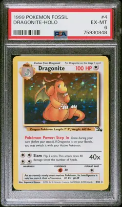 Pokemon Fossil Dragonite 4/62 Holo PSA 6 - Image 1