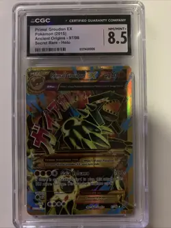 Pokemon Card Ancient Origins Secret Rare Primal Groudon EX 97/98 CGC 8.5 - Image 1
