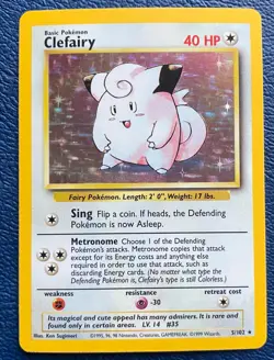 Clefairy 5/102 Base Set Unlimited (1999) Vintage WOTC Holo Rare - NM - Image 1