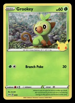Grookey 8/25 Holo Promo McDonald's 25th Anniversary Promos Pokemon Card - Image 2