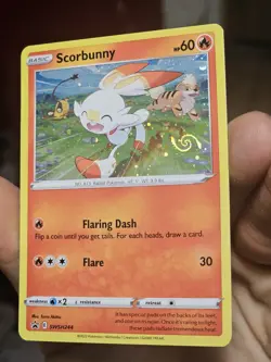 Scorbunny Black Star Promo SWSH244 HD Galaxy Swirl Holo Pokemon Card NM/LP 2022 - Image 2