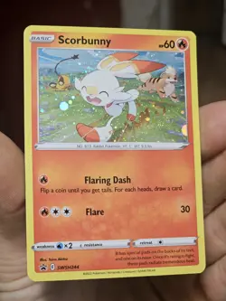 Scorbunny Black Star Promo SWSH244 HD Galaxy Swirl Holo Pokemon Card NM/LP 2022 - Image 3