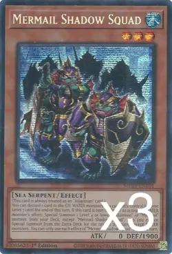 3X Yugioh Mermail Shadow Squad MP25-EN101 Secret Rare 1st Edition NM - Image 1