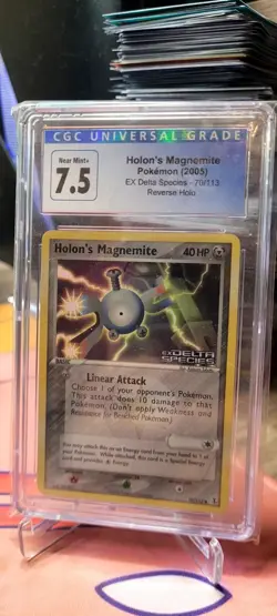 Pokemon TCG CGC 7.5 Holon's Magnemite EX Delta Species 70/113 Reverse Holo Stamp - Image 1