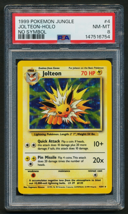 Jolteon 4/64 Holo Rare No Symbol Pokemon 1999 Jungle PSA 8 NM-MT - Image 1
