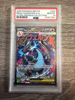 2025 POKEMON MEP EN-ME BLACK STAR PROMO #023 MEGA CHARIZARD X EX PSA 10 - Image 1