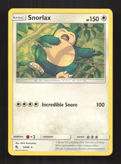 Snorlax 50/68 Rare Hidden Fates Pokemon Near Mint - Image 1