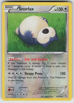 Snorlax 80/106 Rare Flashfire Pokemon Reverse Holo Lightly Played - Image 1