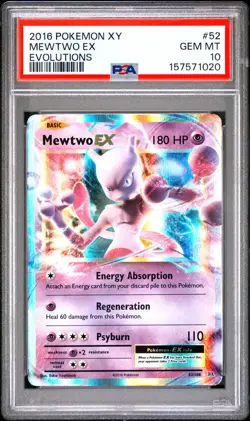 2016 POKEMON XY EVOLUTIONS #52 MEWTWO EX PSA 10 - Image 1