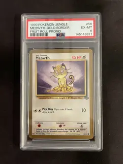 1999 Pokemon Jungle Gold Border 56 Meowth PSA 6 - Image 1