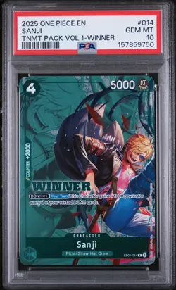 2025 ONE PIECE TOURNAMENT PACK VOL.1 #014 SANJI TNMT PACK VOL.1-WINNER PSA 10 - Image 1