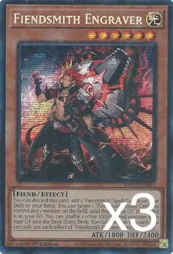 3X Yugioh Fiendsmith Engraver MP25-EN081 Secret Rare 1st Edition NM - Image 1