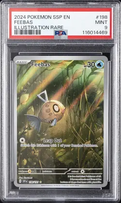 2024 POKEMON SSP EN-SURGING SPARKS ILLUSTRATION RARE #198 FEEBAS PSA 9 - Image 1