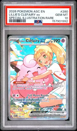 2026 POKEMON ASC EN-ASCENDED HEROES #280 LILLIE'S CLEFAIRY EX PSA 10 - Image 1