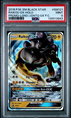 Raikou GX SM121 PSA 9 SM Black Star Promo Holo LGND/JOHTO GX Pokemon Card PC - Image 1