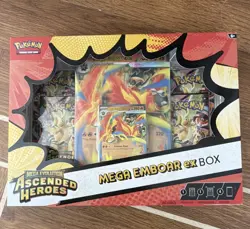 Pokemon Mega Evolution Ascended Heroes Mega Emboar EX Box Pokemon TCG New Sealed - Image 1