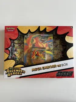 BRAND NEW SEALED Pokemon TCG: Mega Evolution Ascended Heroes Mega Emboar ex Box - Image 1