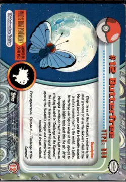 #12 BUTTERFREE BLACK Logo Pokemon Topps TV Animation Edition Card - Image 2
