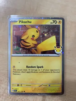 Pokemon Pikachu Promo with swirl Cosmo Holo Basic 051/162 Miscellaneous Cards - Image 2