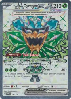 Lightly Played Teal Mask Ogerpon ex - 190/167 - Ultra Rare Pokemon Twilight Masq - Image 1