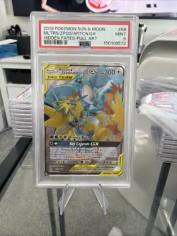 PSA 9 Moltres Zapdos & Articuno GX 66/68 Pokemon Sun & Moon Hidden Fates - Image 1