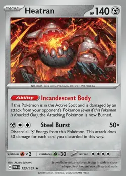 4x NM-Mint Heatran - 123/167 - Holo Rare Pokemon Twilight Masquerade - Image 1