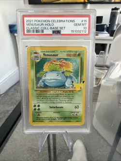 PSA 10 Venusaur 15/102 Pokemon Celebrations Classic Collection Holo Graded Card - Image 1