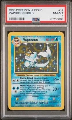 1999 Pokemon Jungle Vaporeon Holo Rare 12/64 Unlimited PSA 8 NEAR MINT - Image 1