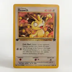Pokemon 1st Edition 62/82 Meowth Team Rocket LP - Image 1