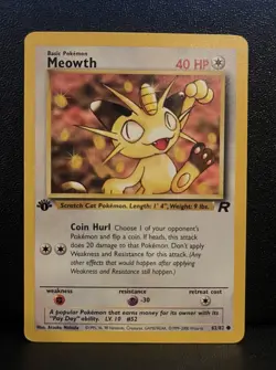 Pokemon 1st Edition 62/82 Meowth Team Rocket LP - Image 3