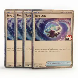 4xPokemon TCG Stamped Play! Prize Pack Series 7 Tera Orb 189/191 Cosmo Holo - LP - Image 1