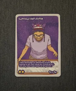 Suspicious Card Vendor 94/90 Pokedoodles No Scalp Series Full Art Parody Card - Image 1