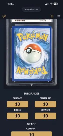 Pokemon TCG Paldean Fates Bubble Mew EX 232/091 SIR ACE 10 Perfect Subgrades - Image 3