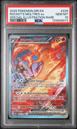 Pokemon TCG Team Rockets Moltres EX Destined Rivals Card 229/182 Gem MT PSA 10 - Image 1