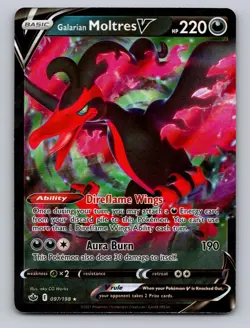 Galarian Moltres V 097/198 Holo V Rare Chilling Reign Pokemon Holofoil VLP - Image 1