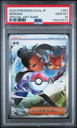 PSA 10 Gem Mint Nemona 351/190 SAR Shiny Treasure ex sv4a Pokemon Card Japanese - Image 1
